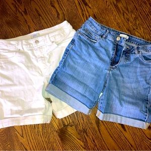 2 pair denim shorts size 8